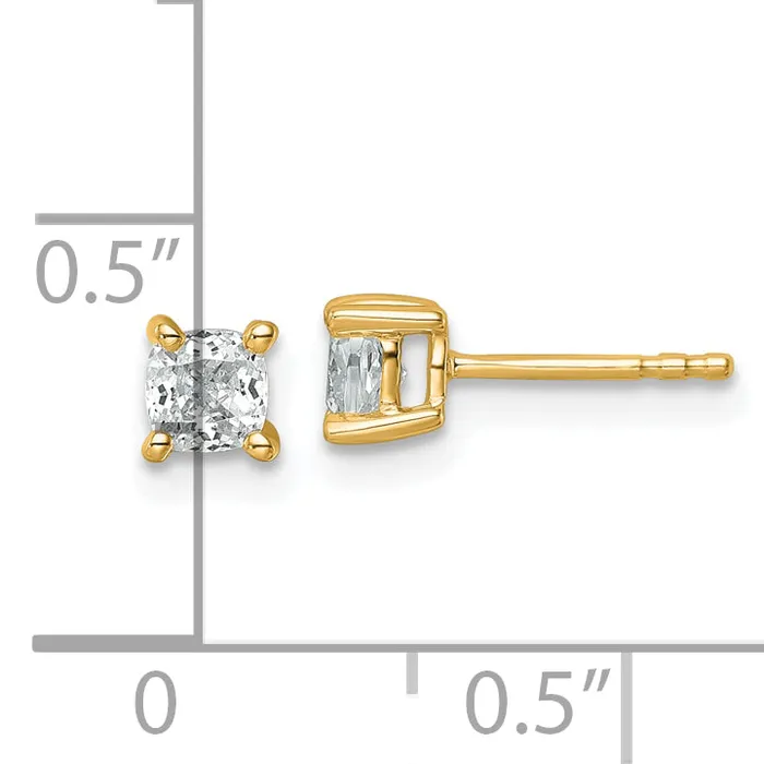 Goldia Earrings 14k Yellow Gold 34 ctw Certified Lab Grown Diamond VSSI G Cushion 4 Prong Heavy Wt Stud Earrings