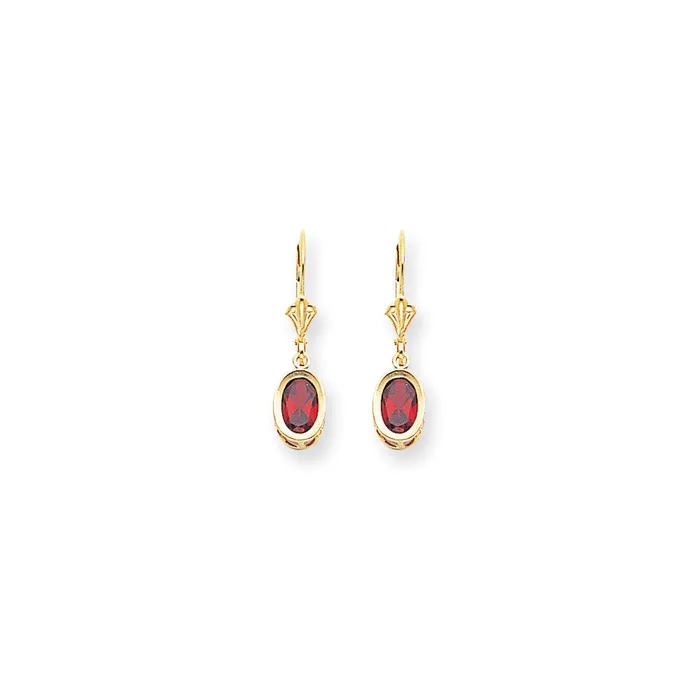 Goldia Earrings 14k Yellow Gold 7x5mm Oval Garnet Checker leverback Earrings Goldia Earrings 14k Yellow Gold 7x5mm Oval Garnet Checker leverback Earrings