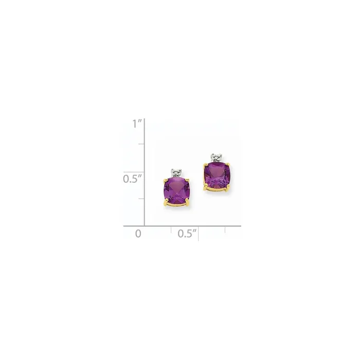 Goldia Earrings 14k Yellow Gold Amethyst u0026 Real Diamond Post Earrings