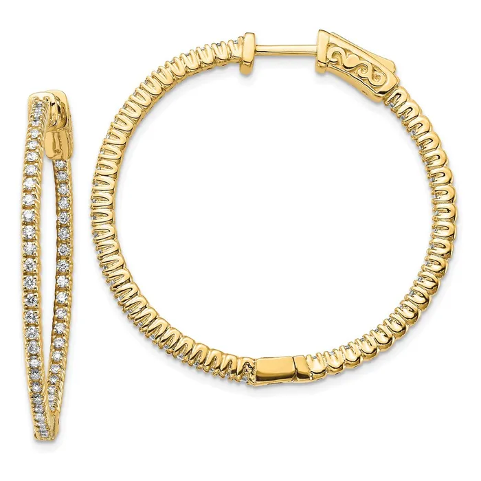 Goldia Earrings 14k Yellow Gold Diamond Round Hoop wSafety Clasp Earrings Goldia Earrings 14k Yellow Gold Diamond Round Hoop wSafety Clasp Earrings