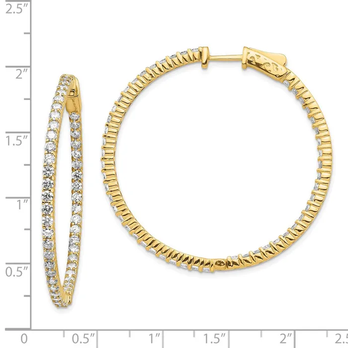 Goldia Earrings 14k Yellow Gold Diamond Round Hoop wSafety Clasp Earrings