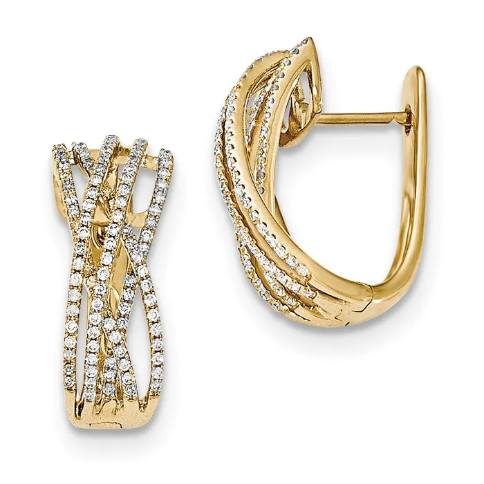 Goldia Earrings 14k Yellow Gold Real Diamond Criss Cross Hinged Post Earrings Goldia Earrings 14k Yellow Gold Real Diamond Criss Cross Hinged Post Earrings