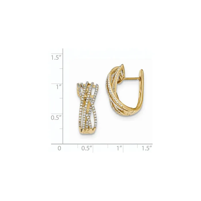Goldia Earrings 14k Yellow Gold Real Diamond Criss Cross Hinged Post Earrings