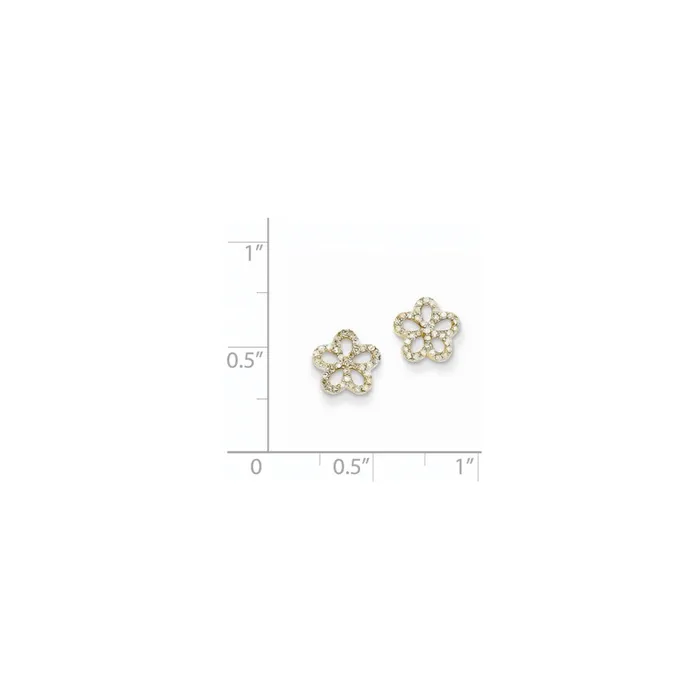 Goldia Earrings 14k Yellow Gold Real Diamond Flower Post Earrings