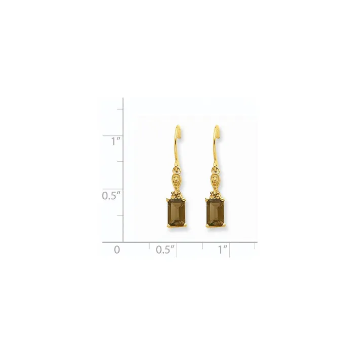 Goldia Earrings 14k Yellow Gold Smok Yellow Gold Quartz u0026 Real Diamond Dangle Earrings