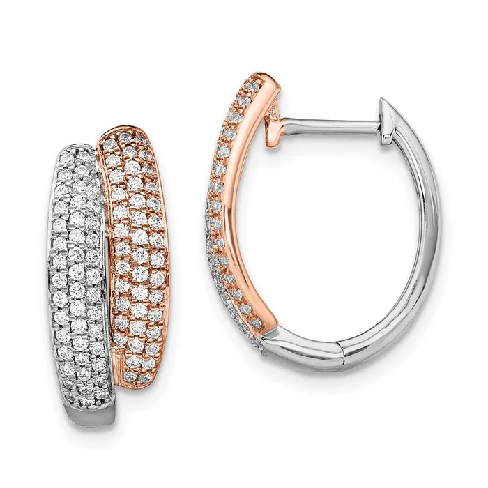 Goldia Earrings 14k Yellow Gold Twotone White u0026 Rose Pave Real Diamond Hinged Hoop Earrings Goldia Earrings 14k Yellow Gold Twotone White u0026 Rose Pave Real Diamond Hinged Hoop Earrings