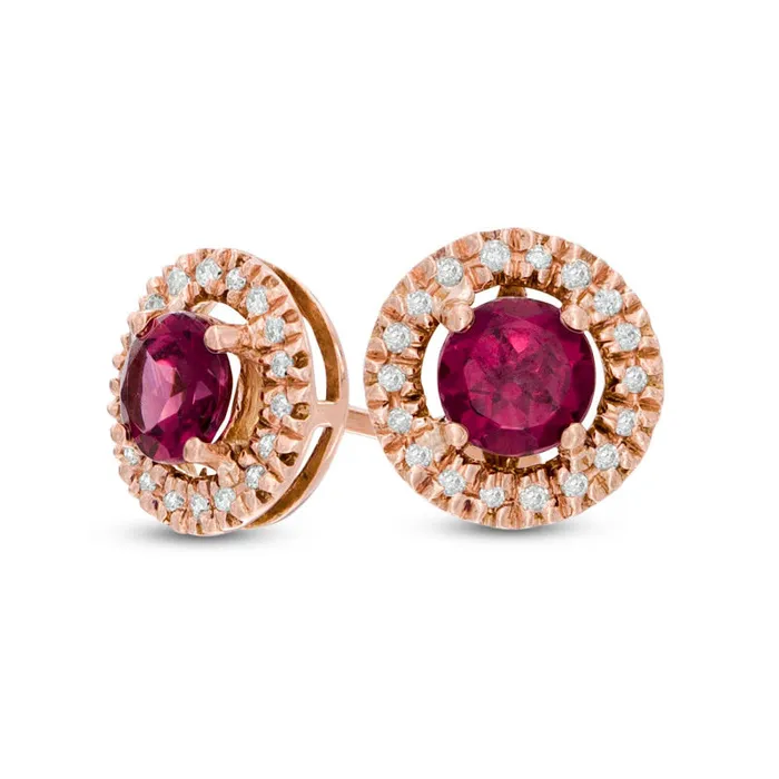 Goldia Earrings 50mm Rhodolite and Diamond Accent Frame Stud Earrings in 10K Rose Gold Goldia Earrings 50mm Rhodolite and Diamond Accent Frame Stud Earrings in 10K Rose Gold