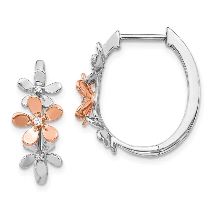 Goldia Earrings Solid 14k Twotone Rose and White Gold Simulated CZ Earrings Goldia Earrings Solid 14k Twotone Rose and White Gold Simulated CZ Earrings