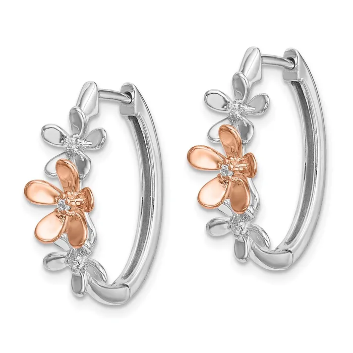 Goldia Earrings Solid 14k Twotone Rose and White Gold Simulated CZ Earrings Goldia Earrings Solid 14k Twotone Rose and White Gold Simulated CZ Earrings
