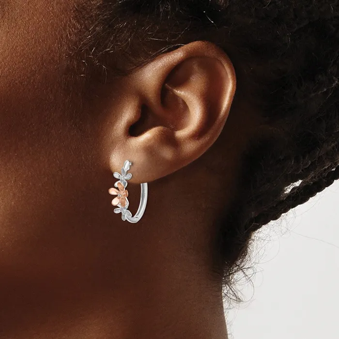 Goldia Earrings Solid 14k Twotone Rose and White Gold Simulated CZ Earrings Goldia Earrings Solid 14k Twotone Rose and White Gold Simulated CZ Earrings
