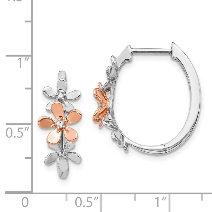 Goldia Earrings Solid 14k Twotone Rose and White Gold Simulated CZ Earrings Goldia Earrings Solid 14k Twotone Rose and White Gold Simulated CZ Earrings