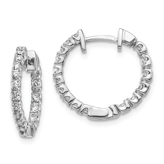 Goldia Earrings Solid 14k White Gold AA Simulated CZ Hinged Hoop Earrings Goldia Earrings Solid 14k White Gold AA Simulated CZ Hinged Hoop Earrings