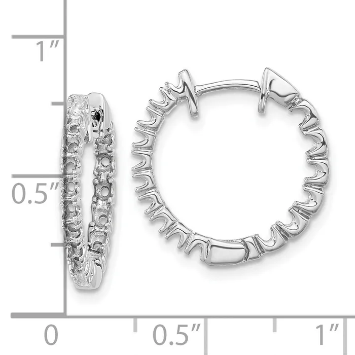 Goldia Earrings Solid 14k White Gold AA Simulated CZ Hinged Hoop Earrings