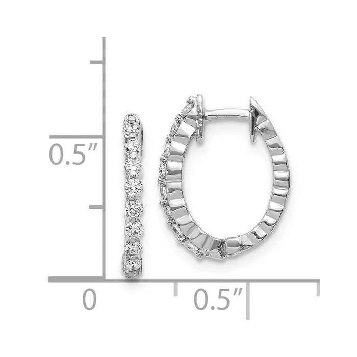 Goldia Earrings Solid 14k White Gold AA Simulated CZ Hinged Hoop Earrings