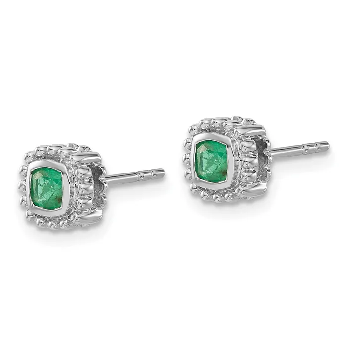 Goldia Earrings Solid 14k White Gold Cushion Simulated Emerald Earrings Goldia Earrings Solid 14k White Gold Cushion Simulated Emerald Earrings