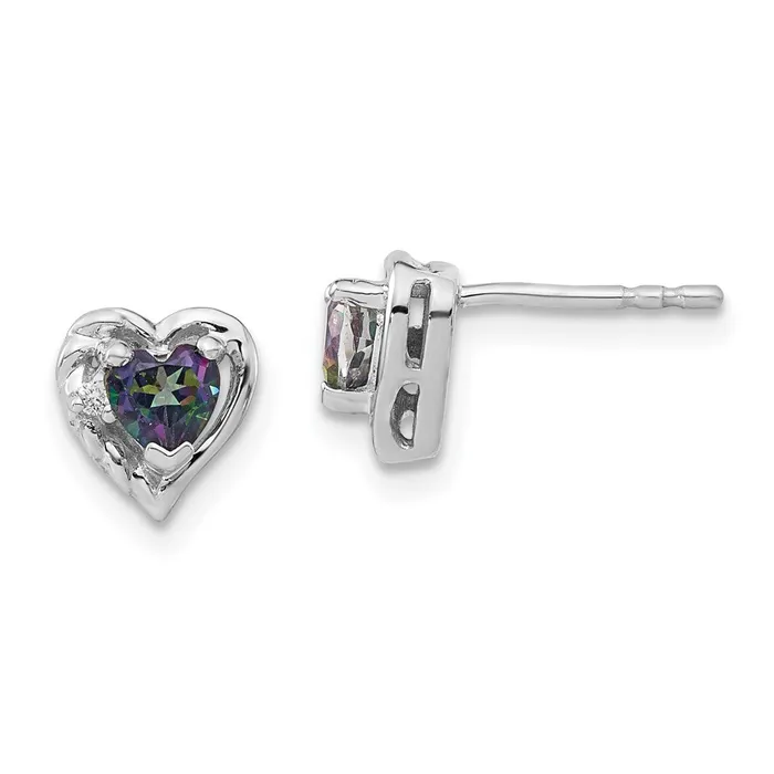 Goldia Earrings Solid 14k White Gold Mystic Fire Topaz and Simulated CZ Heart Earrings Goldia Earrings Solid 14k White Gold Mystic Fire Topaz and Simulated CZ Heart Earrings