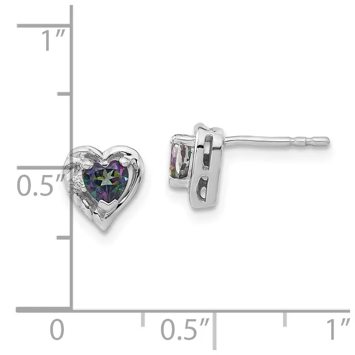 Goldia Earrings Solid 14k White Gold Mystic Fire Topaz and Simulated CZ Heart Earrings