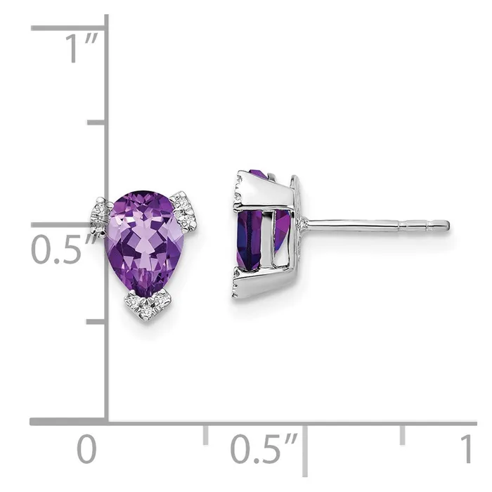 Goldia Earrings Solid 14k White Gold Pear Simulated Amethyst and CZ Earrings Goldia Earrings Solid 14k White Gold Pear Simulated Amethyst and CZ Earrings