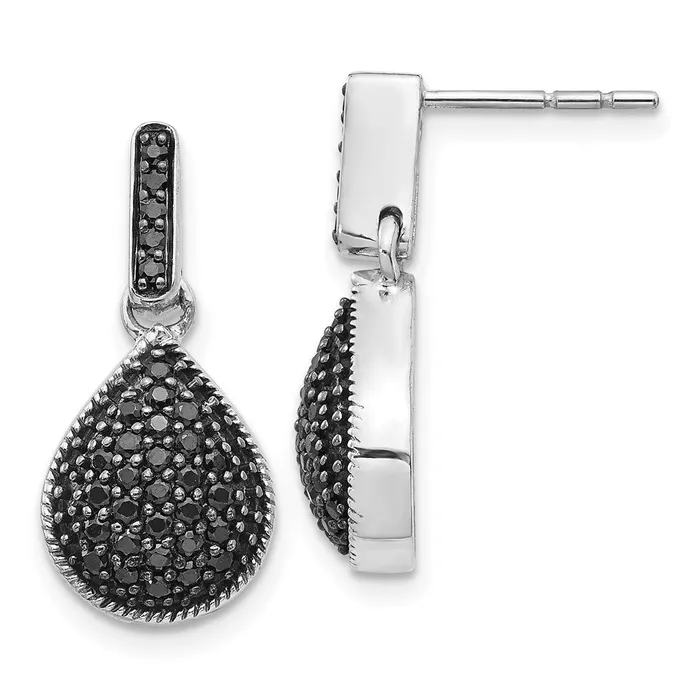 Goldia Earrings Solid 14k White Gold Simulated CZ BlacK Teardrop Dangle Post Earrings Goldia Earrings Solid 14k White Gold Simulated CZ BlacK Teardrop Dangle Post Earrings