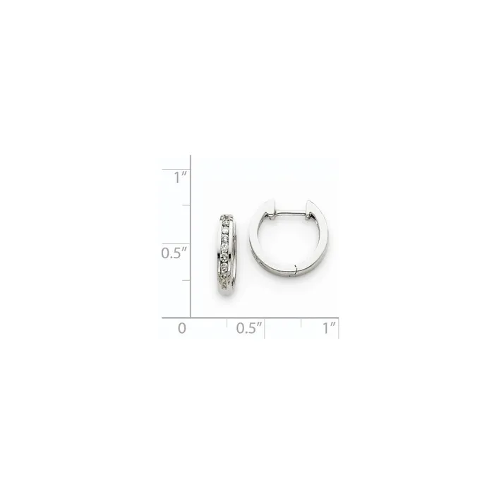 Goldia Earrings Solid 14k White Gold Simulated CZ Hinged Hoop Earrings Goldia Earrings Solid 14k White Gold Simulated CZ Hinged Hoop Earrings
