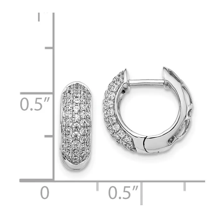 Goldia Earrings Solid 14k White Gold Simulated CZ Hinged Hoop Earrings Goldia Earrings Solid 14k White Gold Simulated CZ Hinged Hoop Earrings