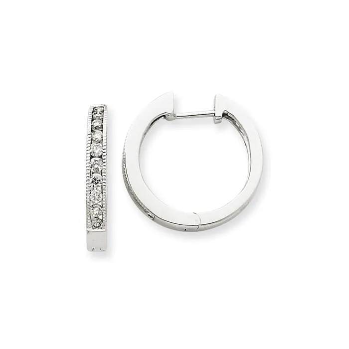 Goldia Earrings Solid 14k White Gold Simulated CZ Hoop Earrings