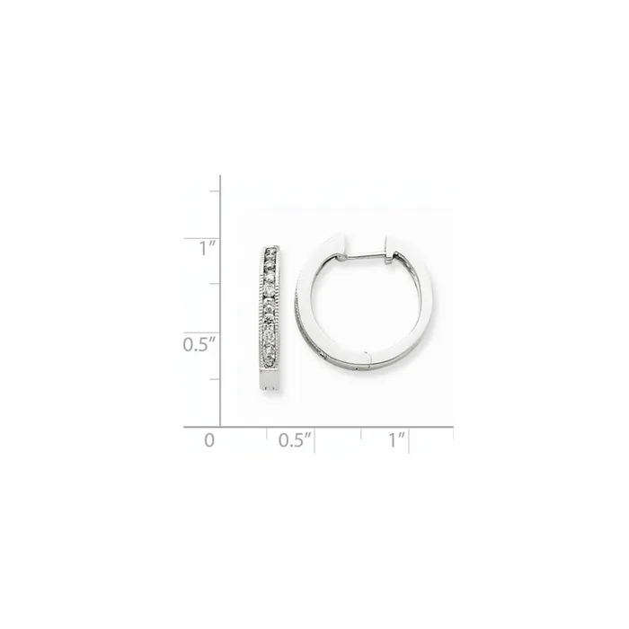Goldia Earrings Solid 14k White Gold Simulated CZ Hoop Earrings