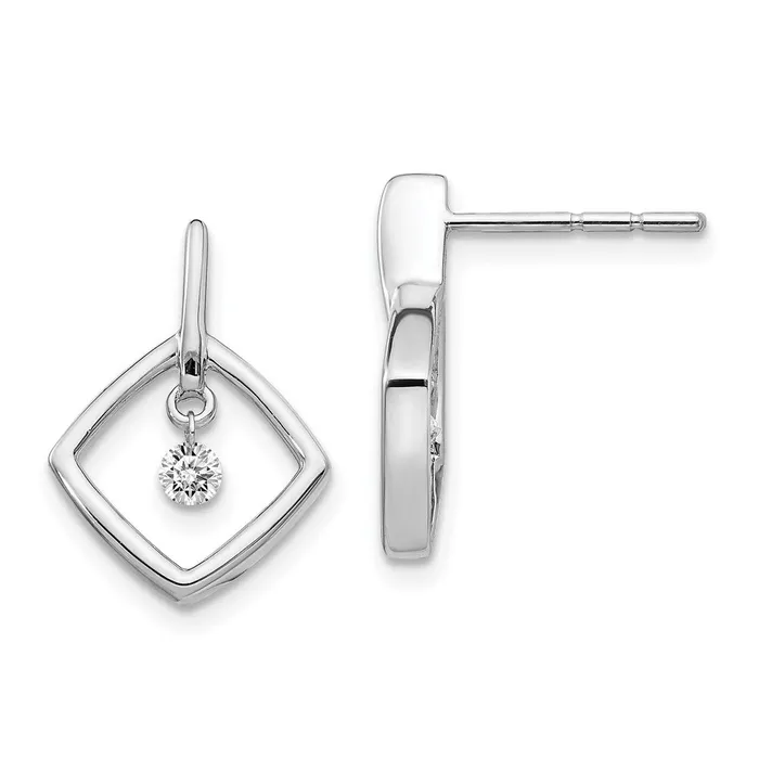 Goldia Earrings Solid 14k White Gold Simulated CZ Post Earrings