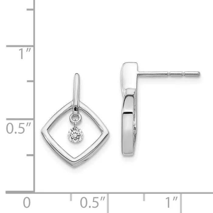 Goldia Earrings Solid 14k White Gold Simulated CZ Post Earrings
