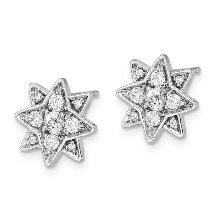 Goldia Earrings Solid 14k White Gold Simulated CZ Star Earrings Goldia Earrings Solid 14k White Gold Simulated CZ Star Earrings