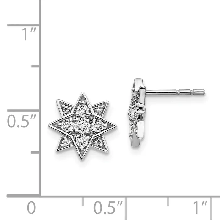 Goldia Earrings Solid 14k White Gold Simulated CZ Star Earrings Goldia Earrings Solid 14k White Gold Simulated CZ Star Earrings