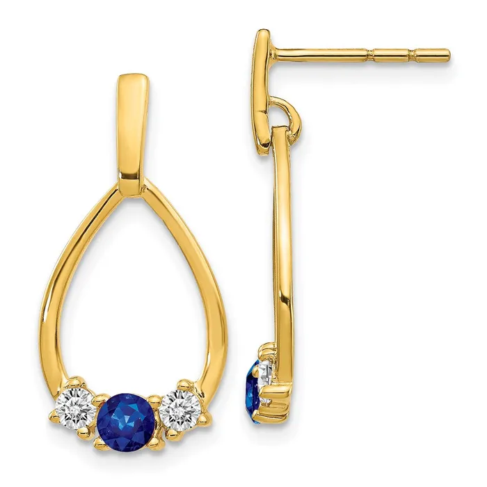 Goldia Earrings Solid 14k Yellow Gold Blue and White Simulated Sapphire Post Dangle Earrings Goldia Earrings Solid 14k Yellow Gold Blue and White Simulated Sapphire Post Dangle Earrings