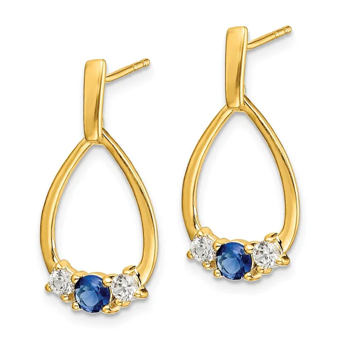 Goldia Earrings Solid 14k Yellow Gold Blue and White Simulated Sapphire Post Dangle Earrings Goldia Earrings Solid 14k Yellow Gold Blue and White Simulated Sapphire Post Dangle Earrings