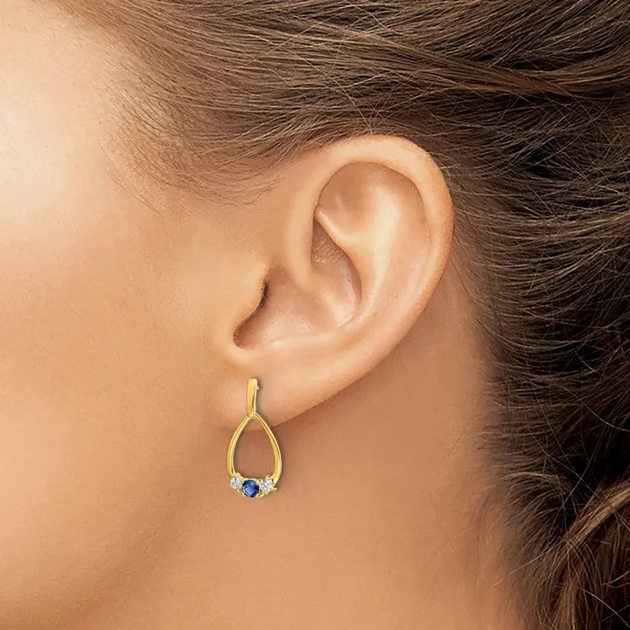 Goldia Earrings Solid 14k Yellow Gold Blue and White Simulated Sapphire Post Dangle Earrings Goldia Earrings Solid 14k Yellow Gold Blue and White Simulated Sapphire Post Dangle Earrings