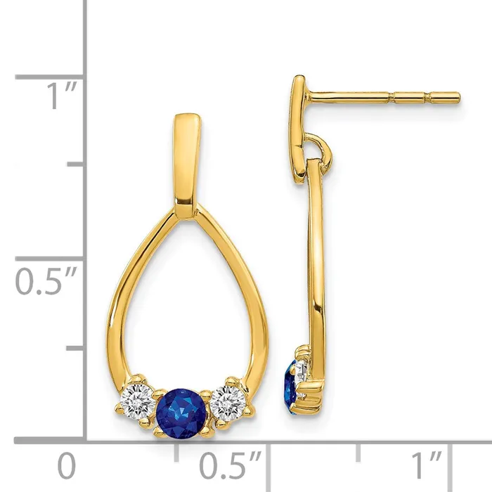 Goldia Earrings Solid 14k Yellow Gold Blue and White Simulated Sapphire Post Dangle Earrings Goldia Earrings Solid 14k Yellow Gold Blue and White Simulated Sapphire Post Dangle Earrings