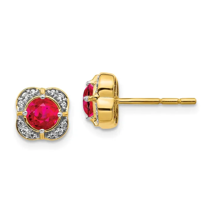 Goldia Earrings Solid 14k Yellow Gold Simulated CZ and Ruby Fancy Earrings Goldia Earrings Solid 14k Yellow Gold Simulated CZ and Ruby Fancy Earrings