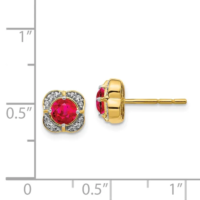 Goldia Earrings Solid 14k Yellow Gold Simulated CZ and Ruby Fancy Earrings Goldia Earrings Solid 14k Yellow Gold Simulated CZ and Ruby Fancy Earrings