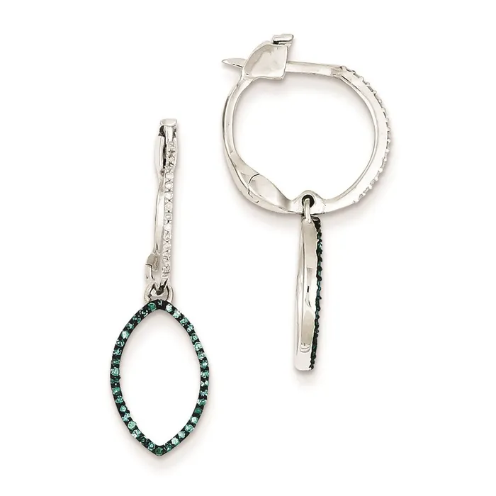 Goldia Earrings Sterling Silver Blue and White Diamond Hinged Hoop Earrings Goldia Earrings Sterling Silver Blue and White Diamond Hinged Hoop Earrings