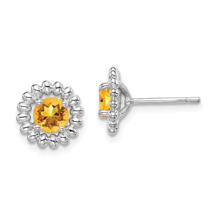 Goldia Earrings Sterling Silver Rhodplat Citrine Earrings