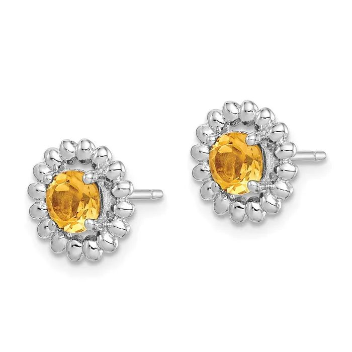 Goldia Earrings Sterling Silver Rhodplat Citrine Earrings