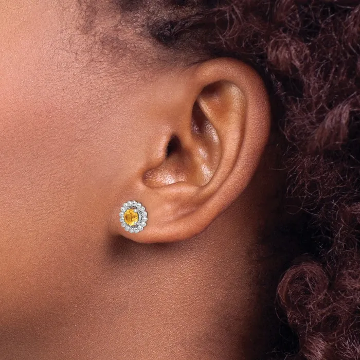 Goldia Earrings Sterling Silver Rhodplat Citrine Earrings