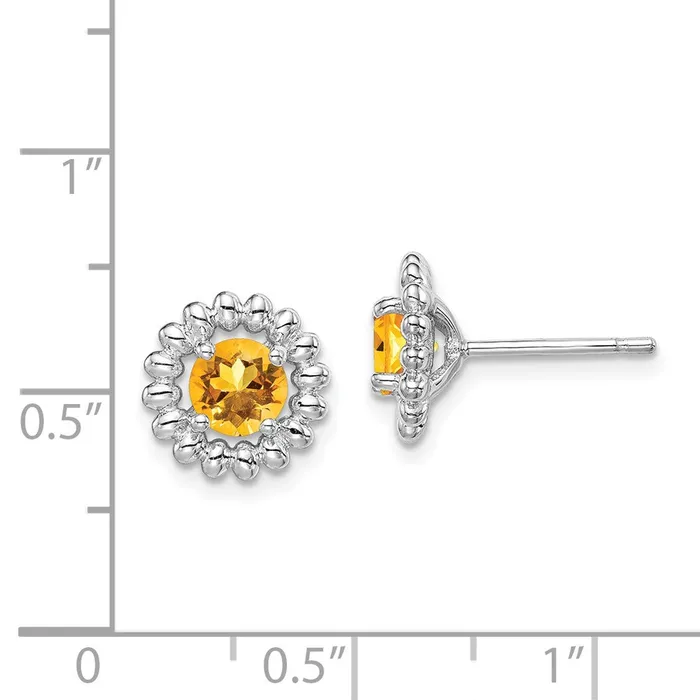 Goldia Earrings Sterling Silver Rhodplat Citrine Earrings