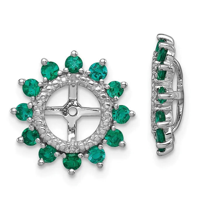 Goldia Earrings Sterling Silver Rhodium Diamond u0026 Created Emerald Earring Jacket Goldia Earrings Sterling Silver Rhodium Diamond u0026 Created Emerald Earring Jacket