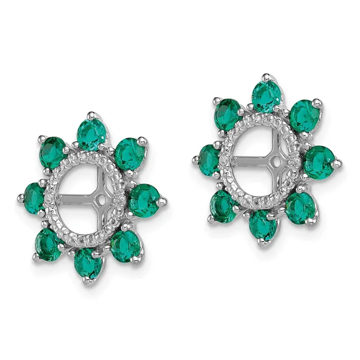 Goldia Earrings Sterling Silver Rhodium Diamond u0026 Created Emerald Earring Jacket