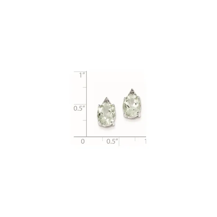 Goldia Earrings Sterling Silver Rhodium Green Quartz u0026 Diamond Post Earrings
