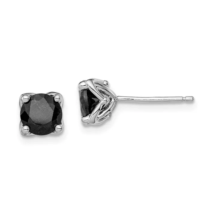Goldia Earrings Sterling Silver Rhodiumplated Black Sapphire Post Earrings