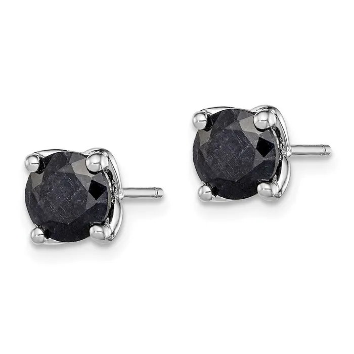 Goldia Earrings Sterling Silver Rhodiumplated Black Sapphire Post Earrings