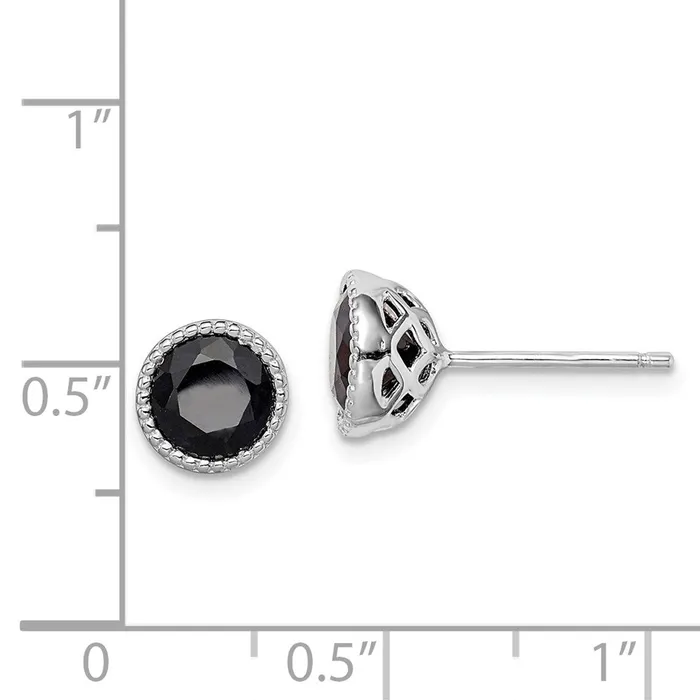 Goldia Earrings Sterling Silver Rhodiumplated Black Sapphire Post Earrings