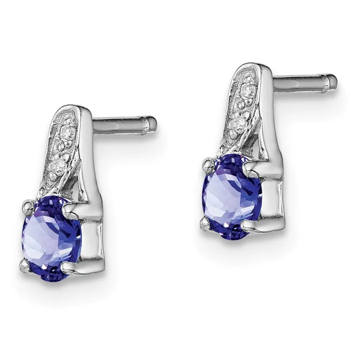 Goldia Earrings Sterling Silver Rhodiumplated Tanzanite u0026 Diamond Earrings