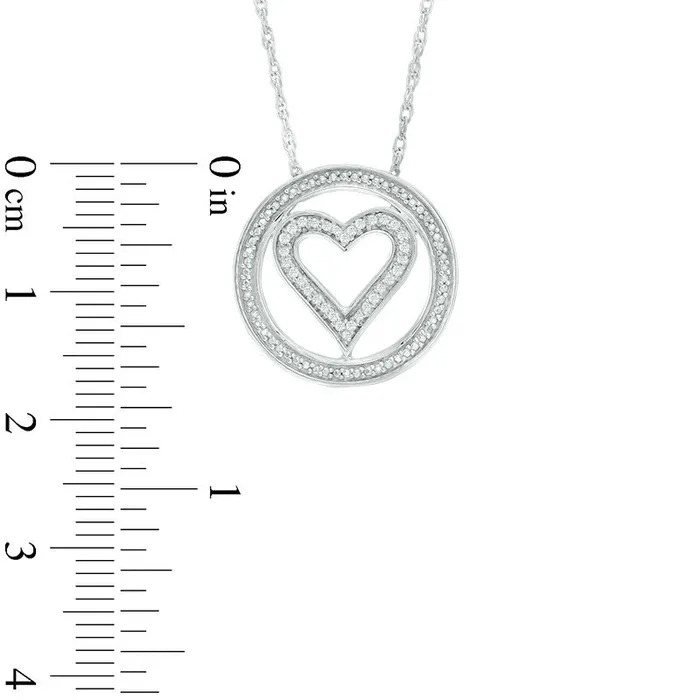 Goldia Necklaces 007 CT TW Natural Diamond Heart Circle Pendant in Sterling Silver Goldia Necklaces 007 CT TW Natural Diamond Heart Circle Pendant in Sterling Silver